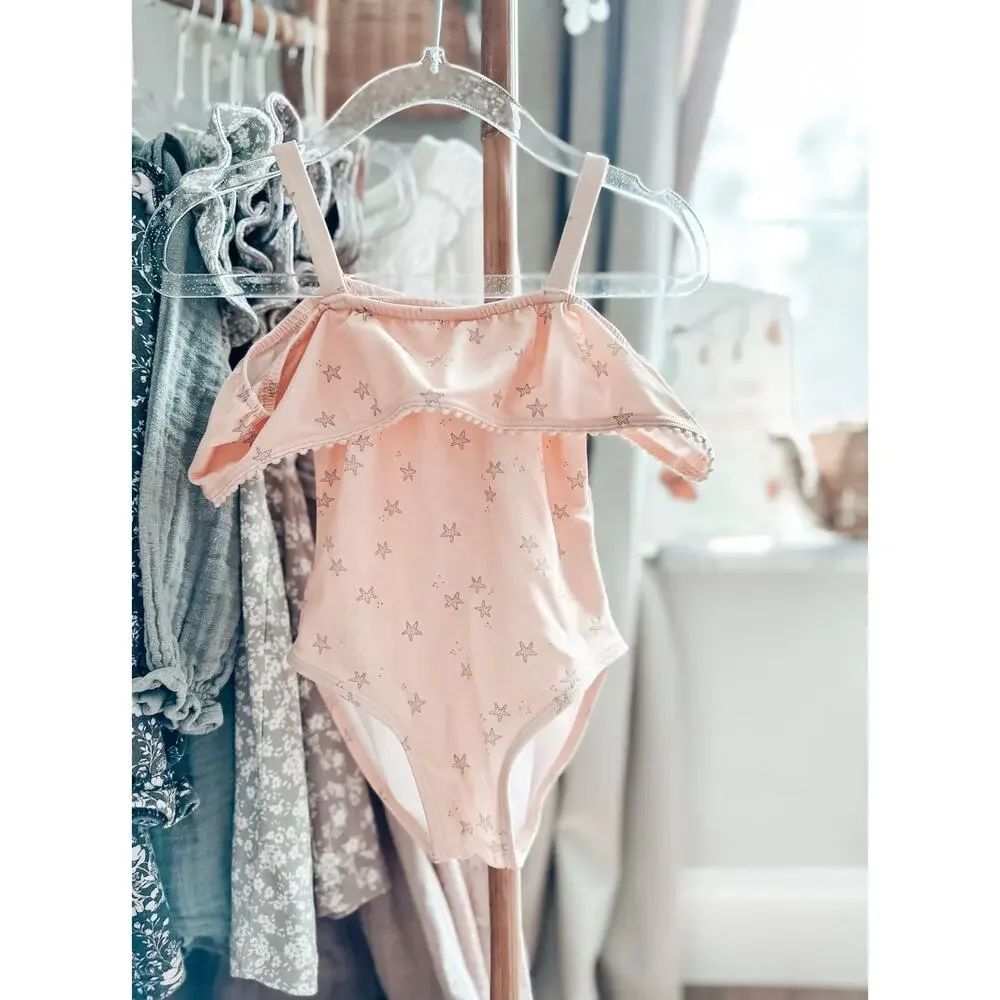 Darling Rylee + Cru Starfish Flounce Top Cold Shoulder Swimsuit 12-18mths
